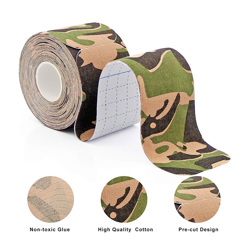 ผู้ผลิต Camo Kinesiology Sports Muscle Tape 2.5 ซม. x 5m - เทป Kinesiology Sticky Sticky สำหรับการสนับสนุนและการกู้คืน