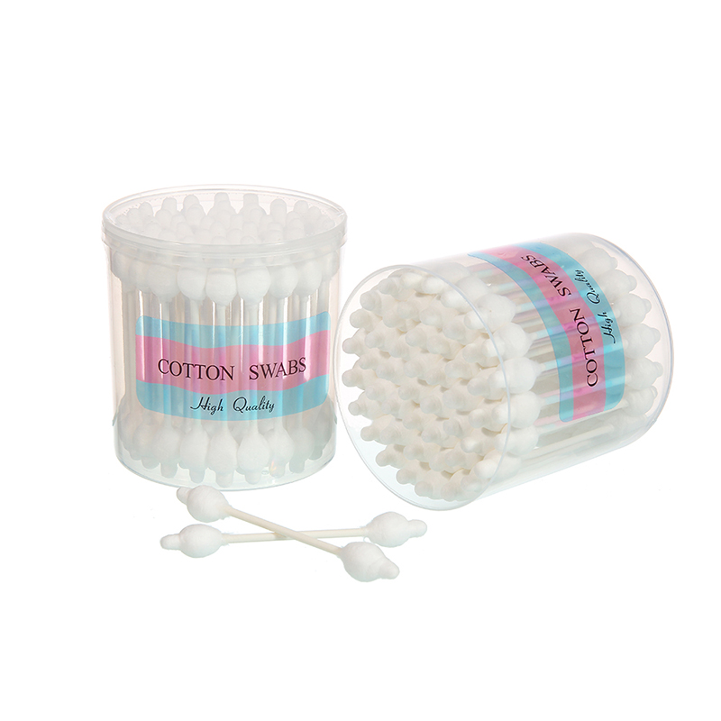 ผ้าฝ้ายสองปลายอ่อนเครื่องสำอางพร้อมสติกเกอร์กระดาษ 