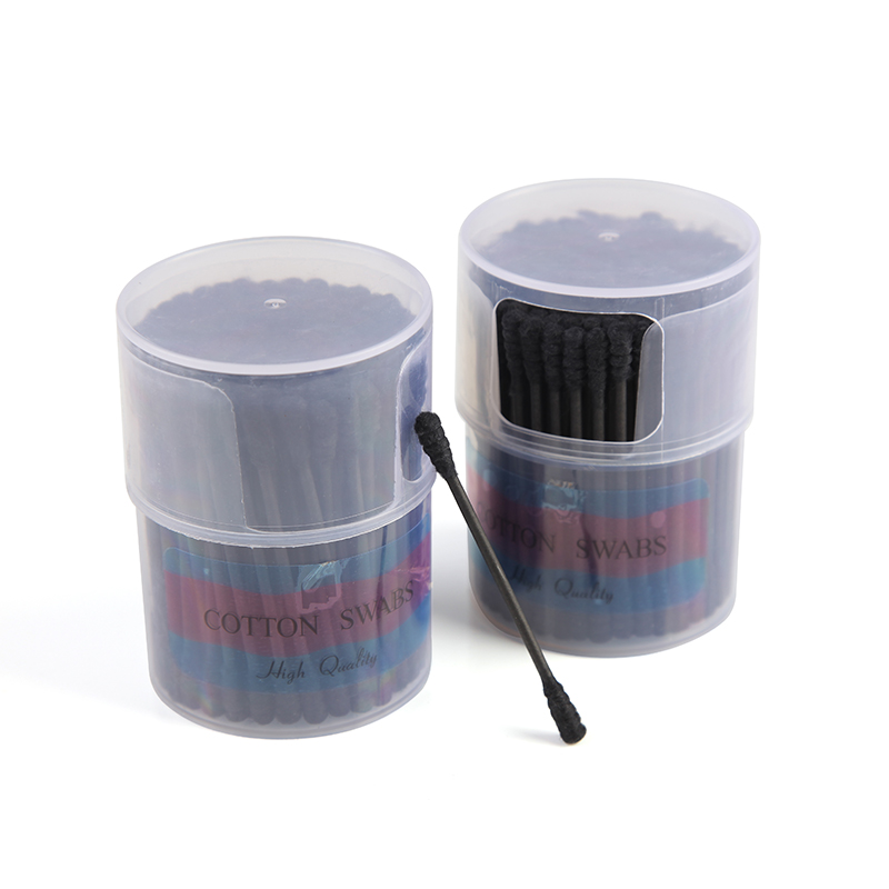 เครื่องสำอางสุดยอดผ้าฝ้ายสีดำสีดำพร้อมกล่อง 