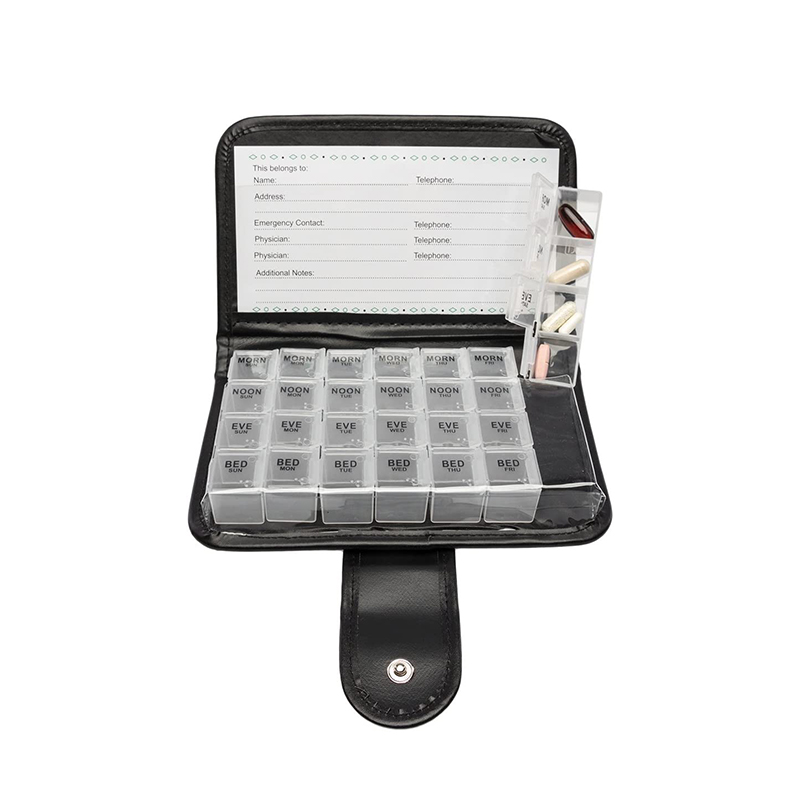 กล่องยารายสัปดาห์ที่มีตราสินค้าโปรโมชั่นสำหรับการเดินทาง 