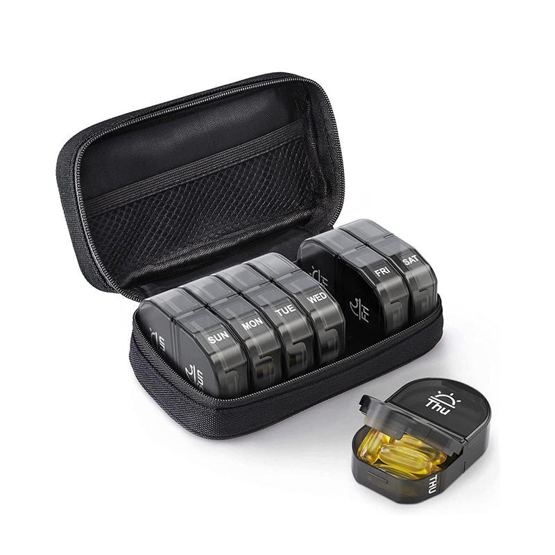 ผืนผ้าใบน่ารักเดินทาง 7 วันจัดระเบียบยาด้วยถุงซิป 