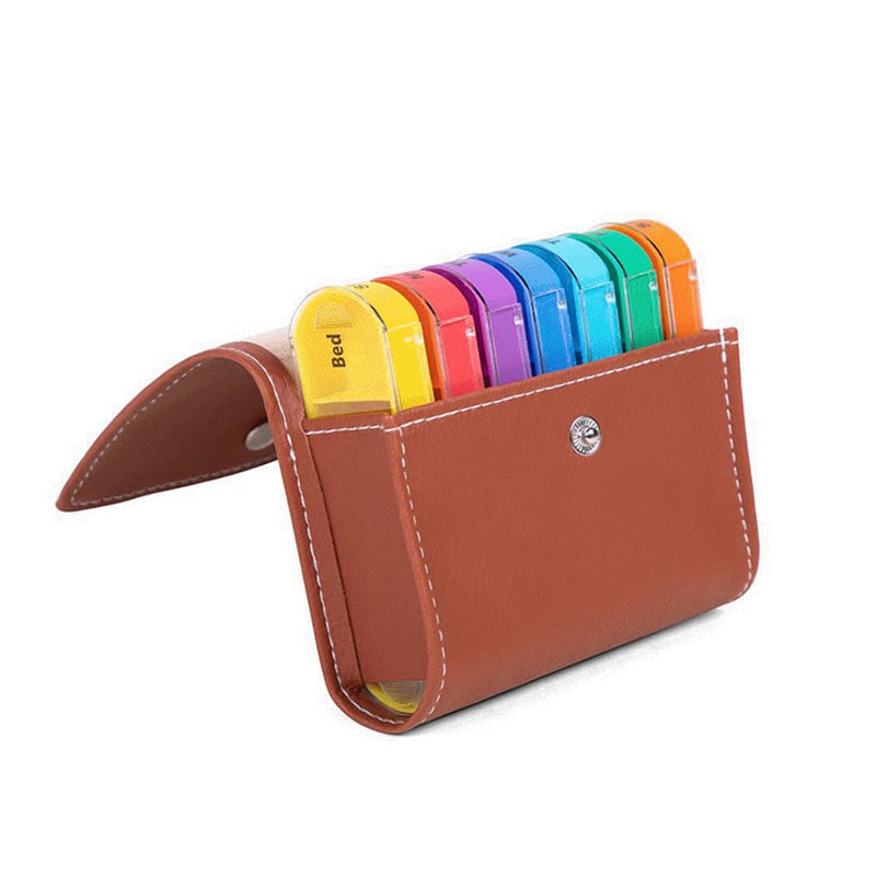 ปรับแต่งยาเม็ดรายสัปดาห์ทุกวันพร้อมเคส PU 