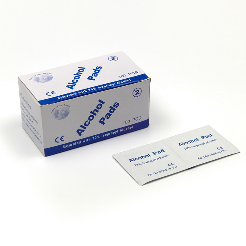แอลกอฮอล์อิ่มตัวที่ผ่านการฆ่าเชื้อแล้วเช็ดด้วยโซเดียมคลอไรด์ 