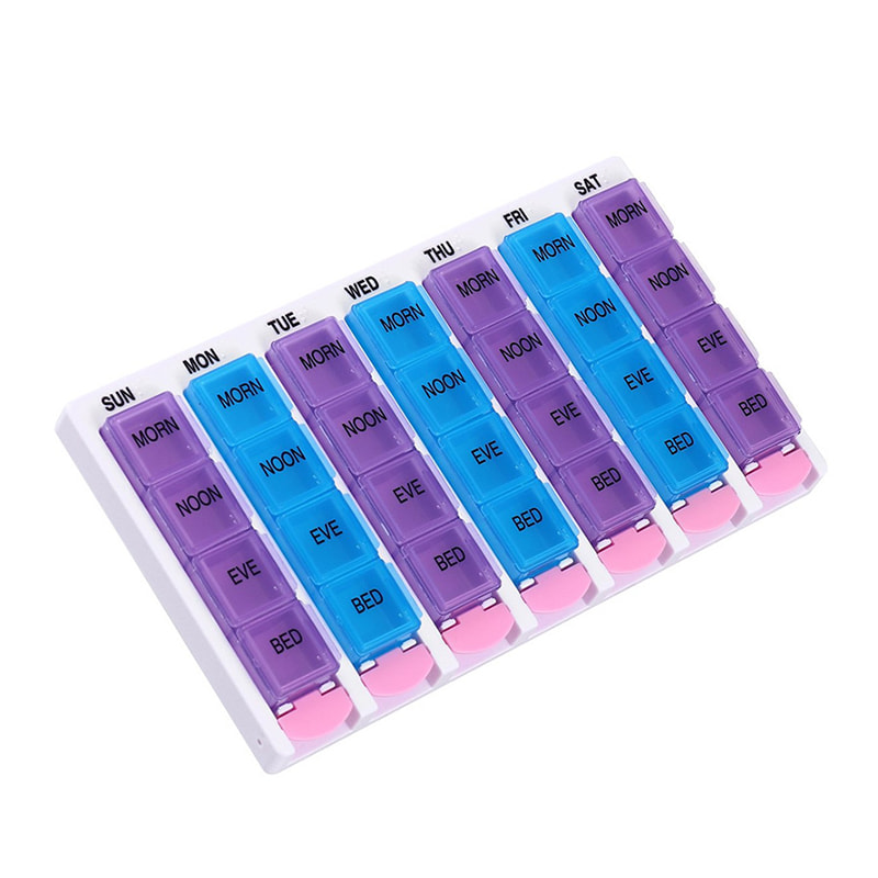 ขาย HOT Weekly Push Pill Box สำหรับการเดินทาง 