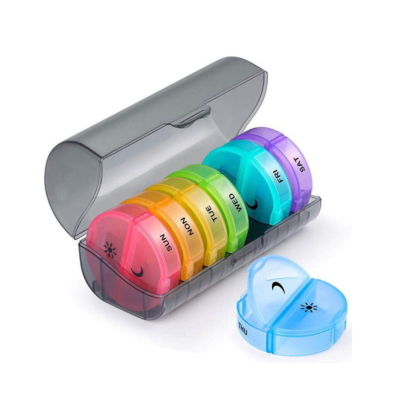 ผู้จัดระเบียบยาเม็ดพลาสติกสีดำพกพาสำหรับวิตามิน 