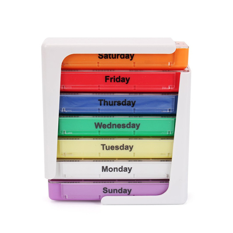 7 วัน 28 ช่องใส่ยาเม็ดพลาสติกสำหรับการเดินทาง 